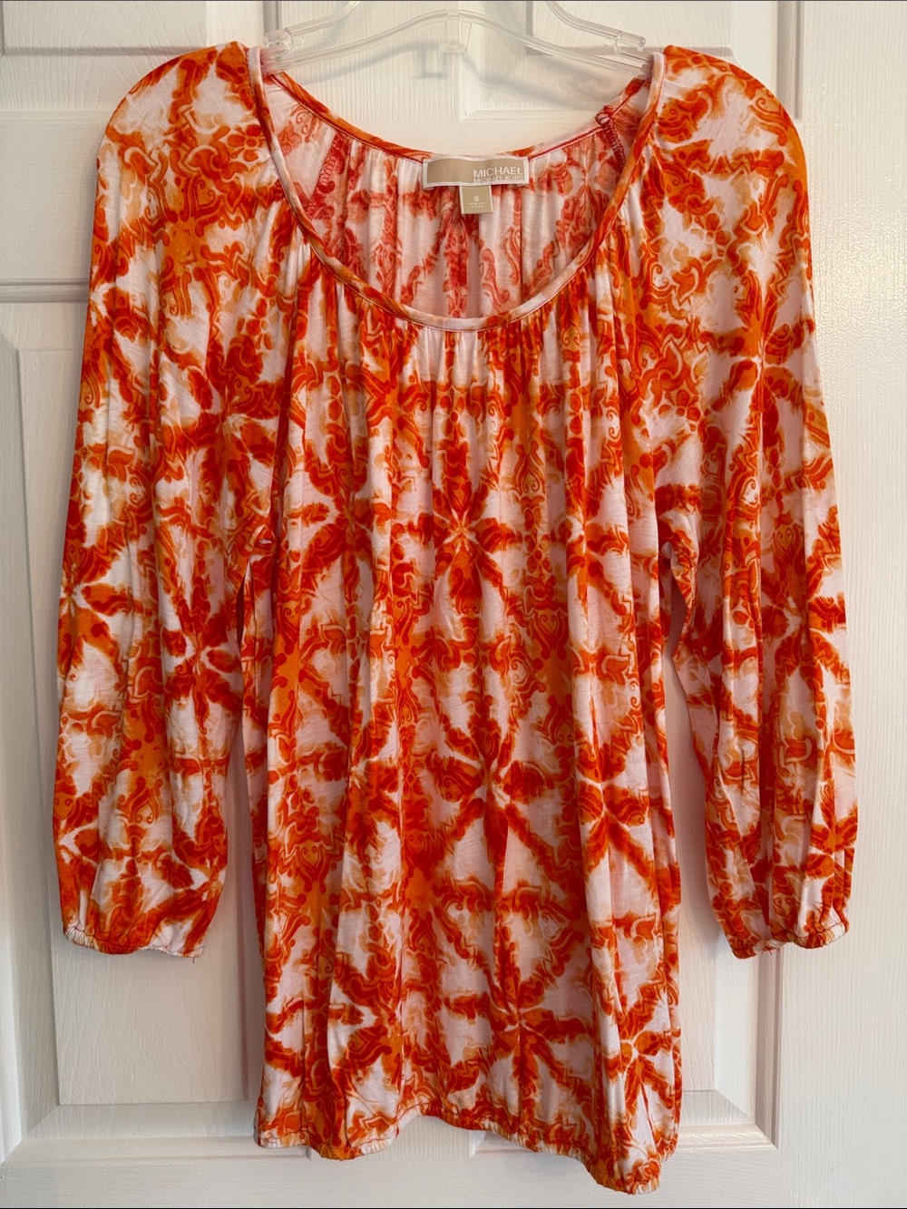 Michael Kors Orange Floral Peasant Blouse